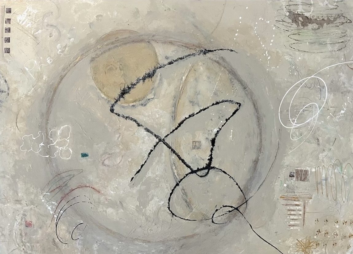 Mixed media, circular mark making
